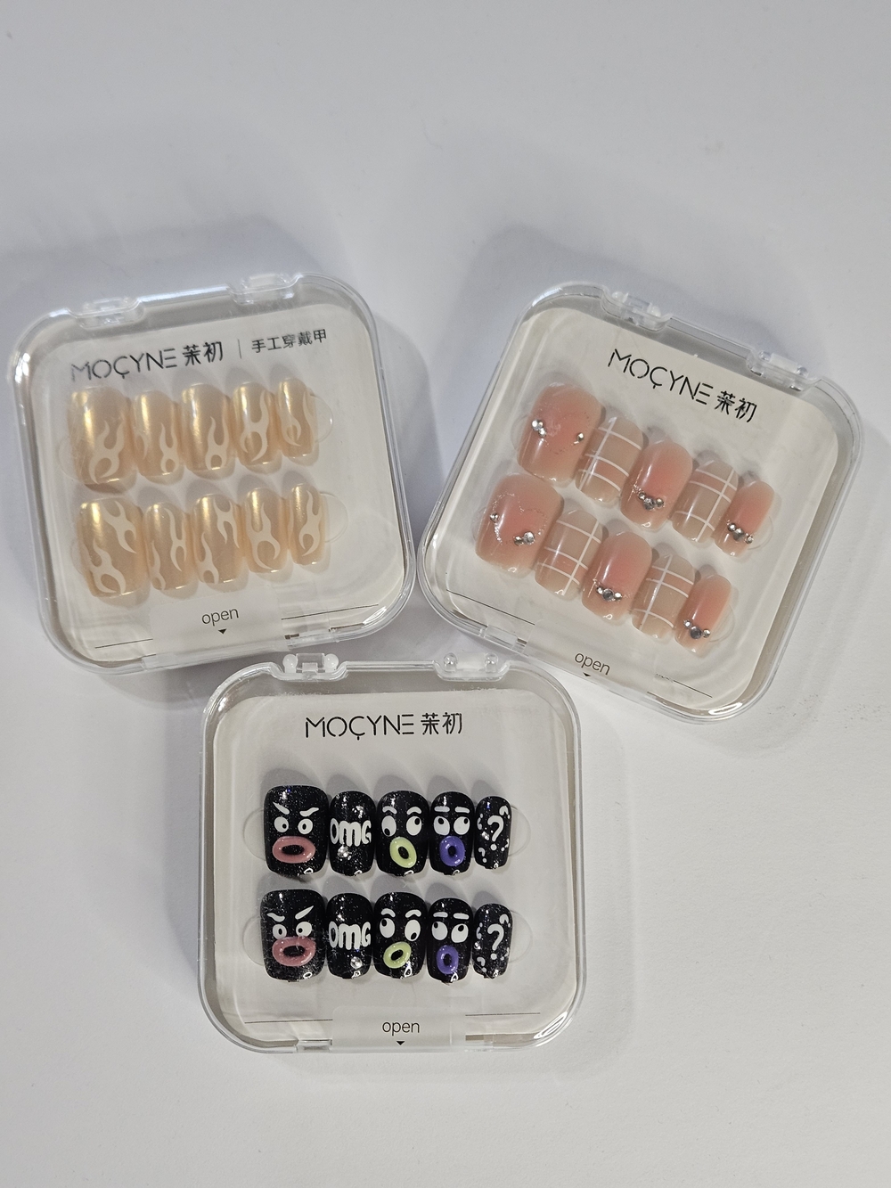 Lot of 3 MOCYNE Boutique Press-On Nail Kits Complete - Short Square NIB